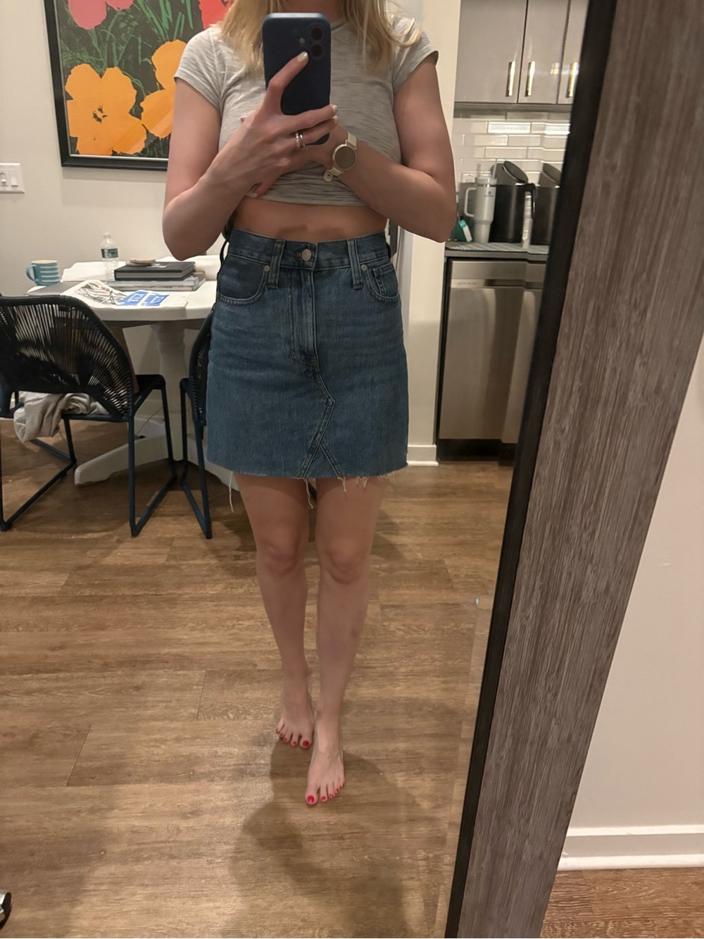 Madewell Blue Denim Mini Skirt with Raw Hem